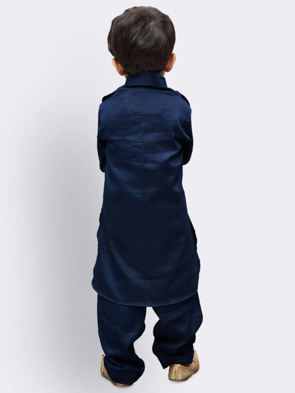 Boys' Blue Cotton Pathani - Image 4