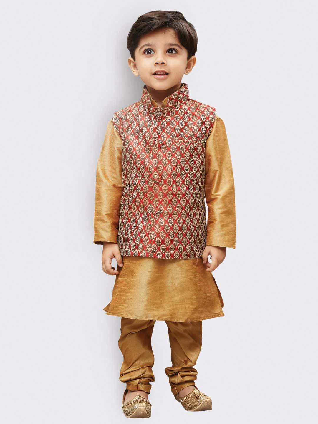 Boys' Maroon Silk Blend Nehru Jackets - Image 6