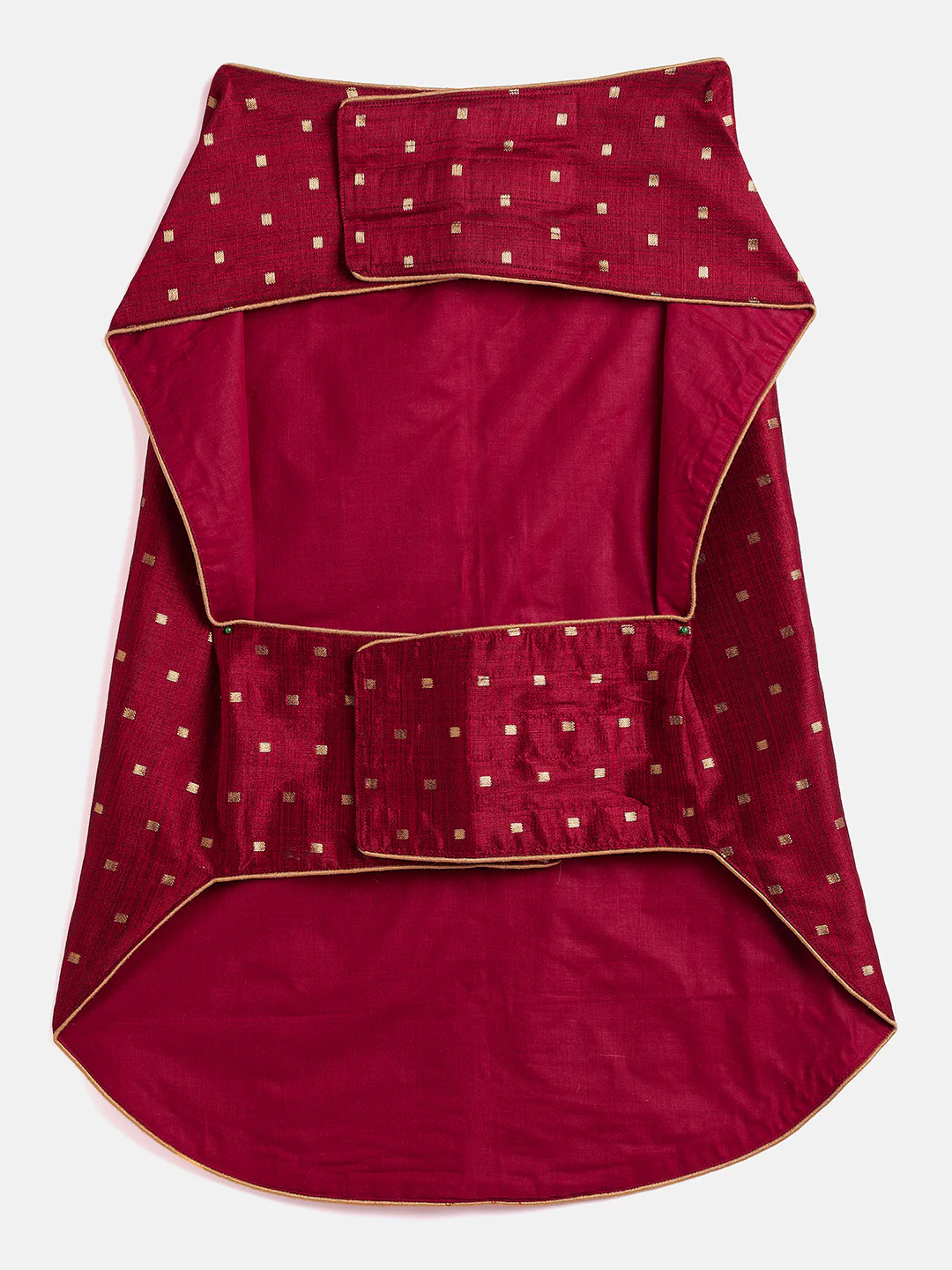 Maroon And Gold Silk Blend Siblings Set For Dogs - Image 3
