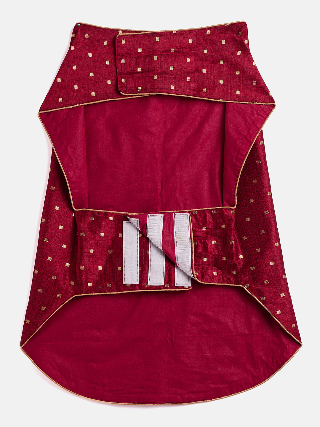 Maroon And Gold Silk Blend Siblings Set For Dogs - Image 6