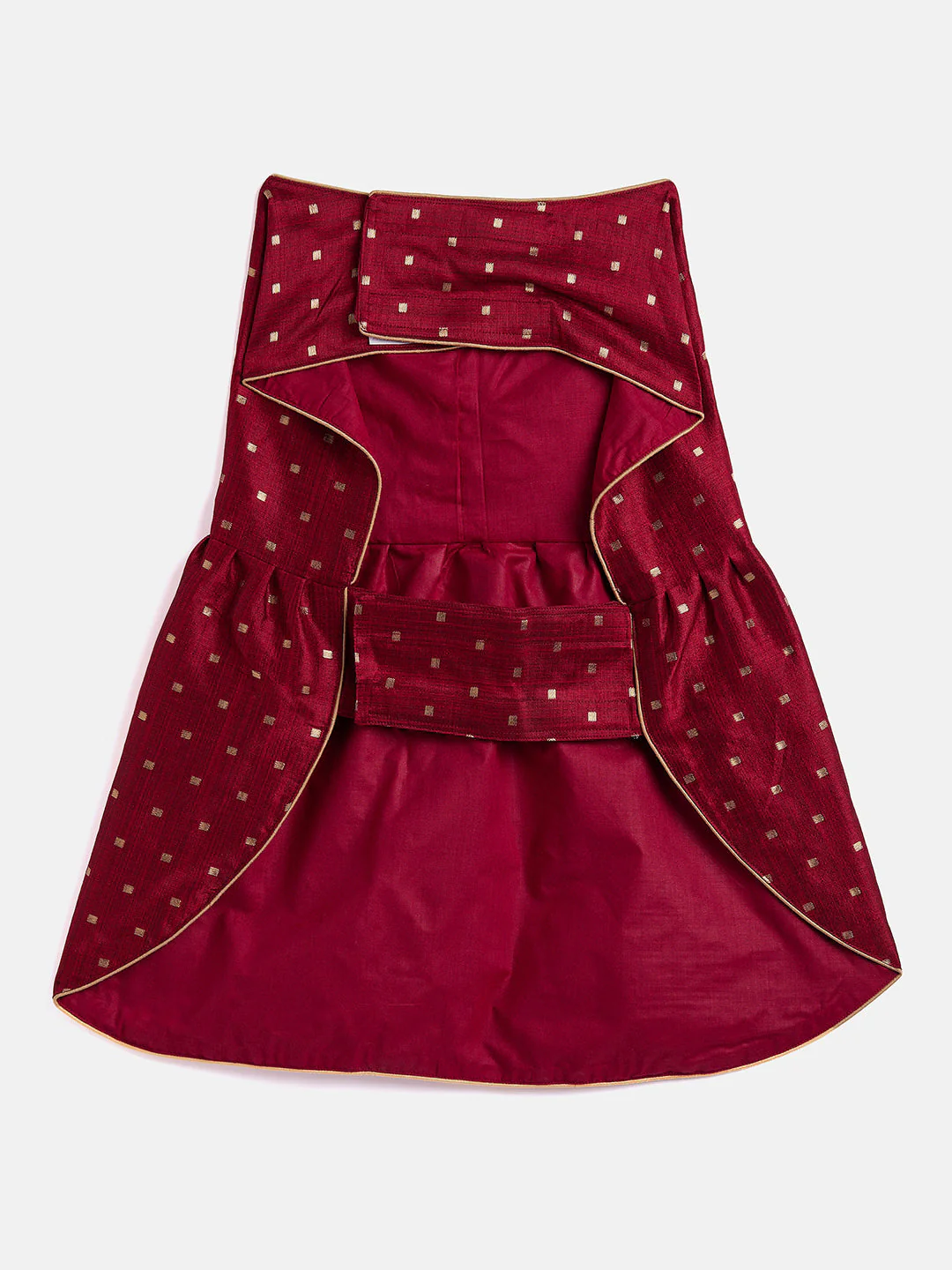 Dogs' Maroon And Gold Silk Blend Dress - Image 3