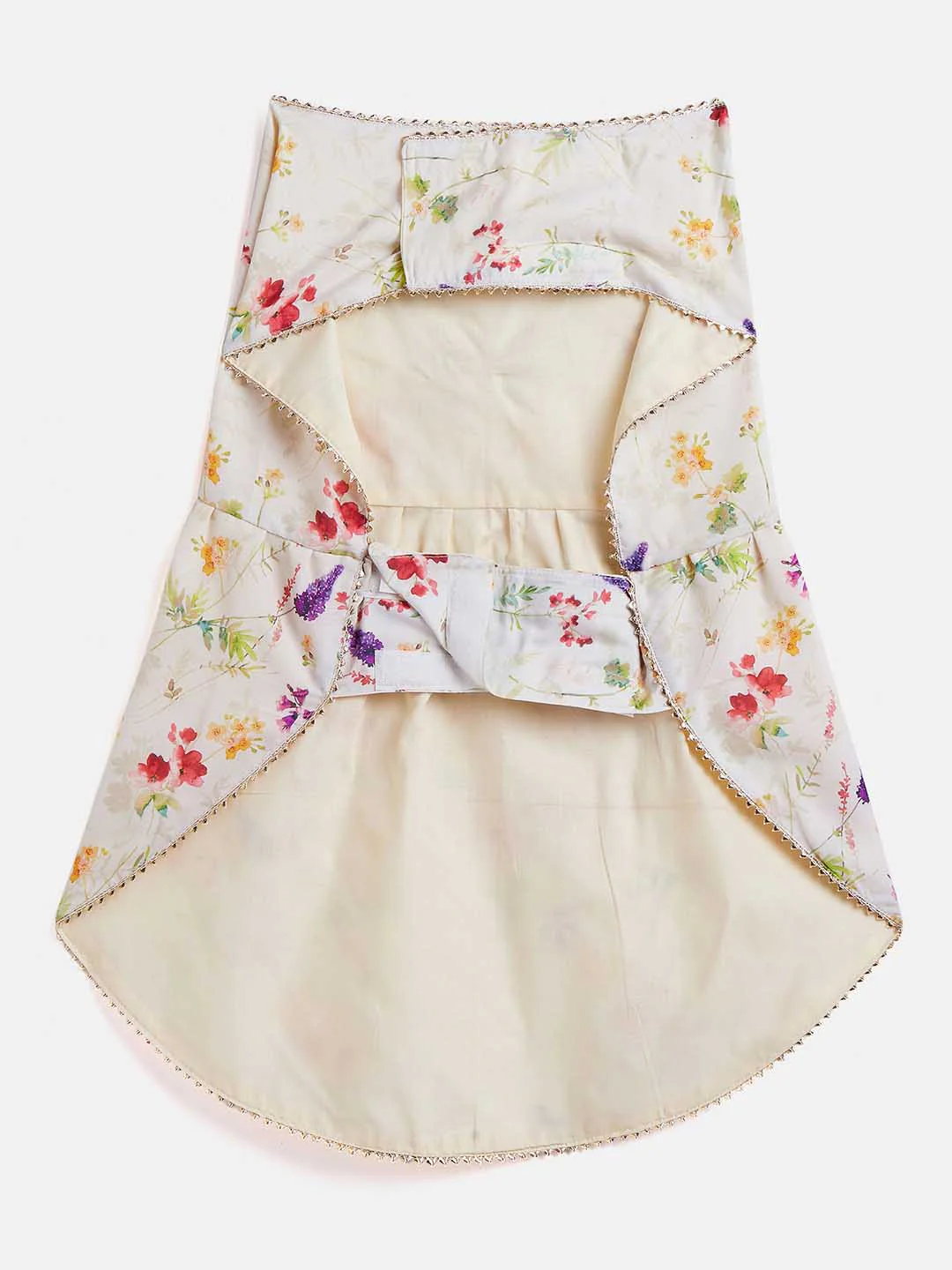 Dogs' Cream Floral Printed Cotton Blend Dress - Image 4