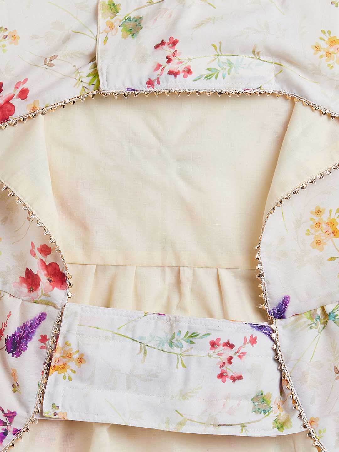 Dogs' Cream Floral Printed Cotton Blend Dress - Image 5