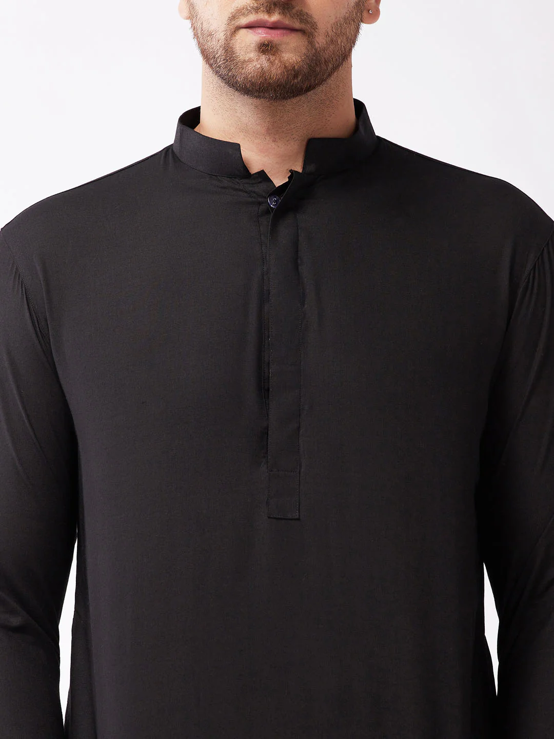 Men's Black Cotton Blend Kurta and Pyjama Set - Image 4