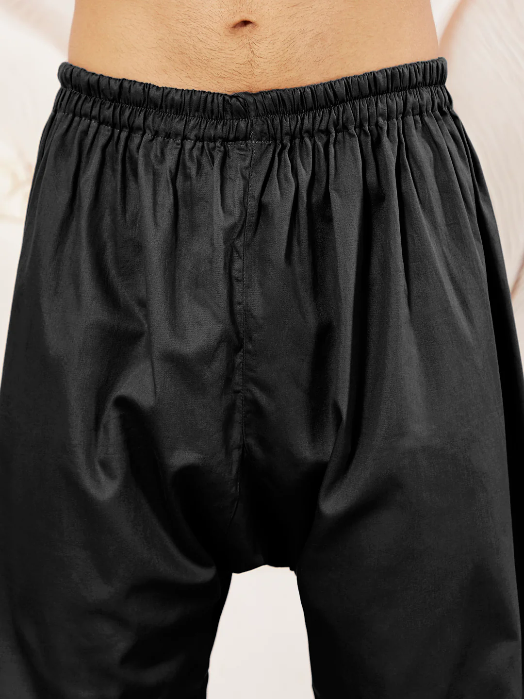 Men's Black Cotton Pathani Suit Set - Image 7