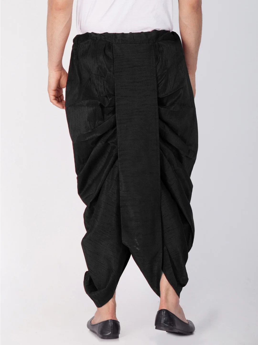 Men's Black Cotton Silk Blend Dhoti - Image 4
