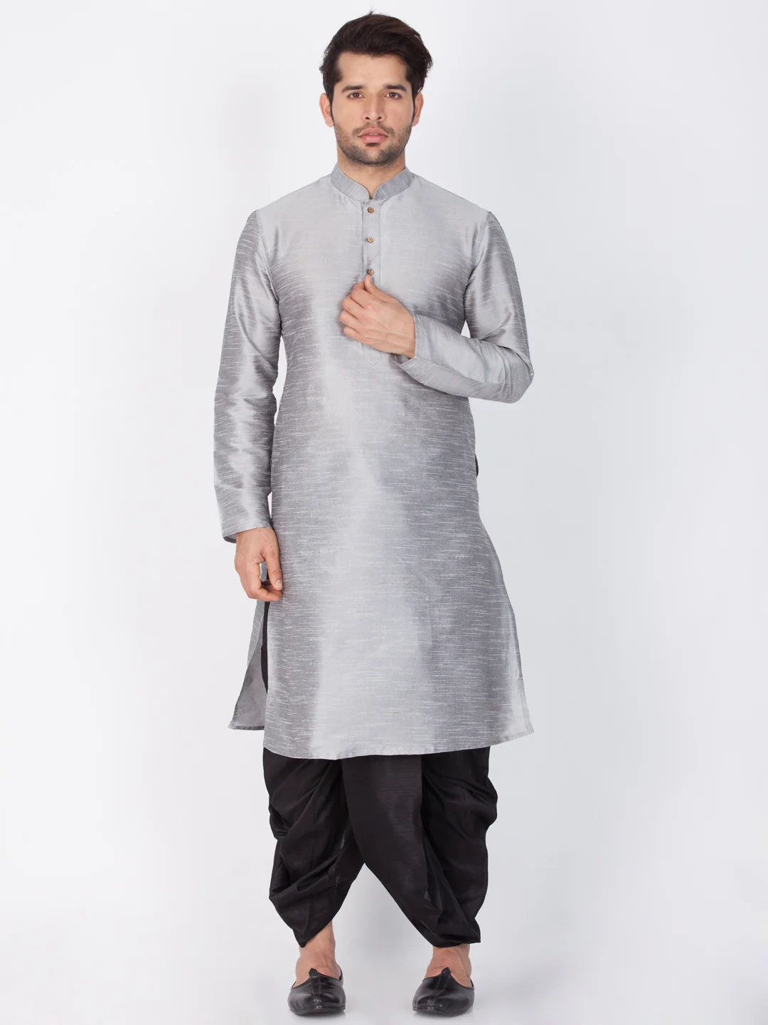 Men's Black Cotton Silk Blend Dhoti - Image 5