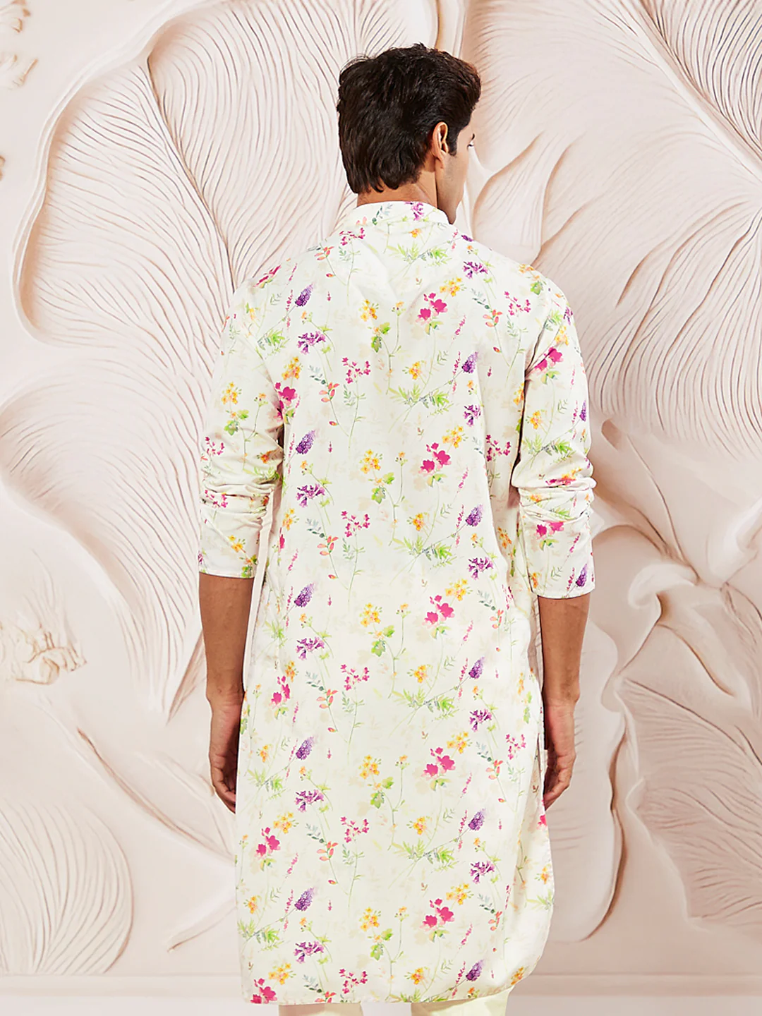 Men's Cream Cotton Blend Kurta - Image 4
