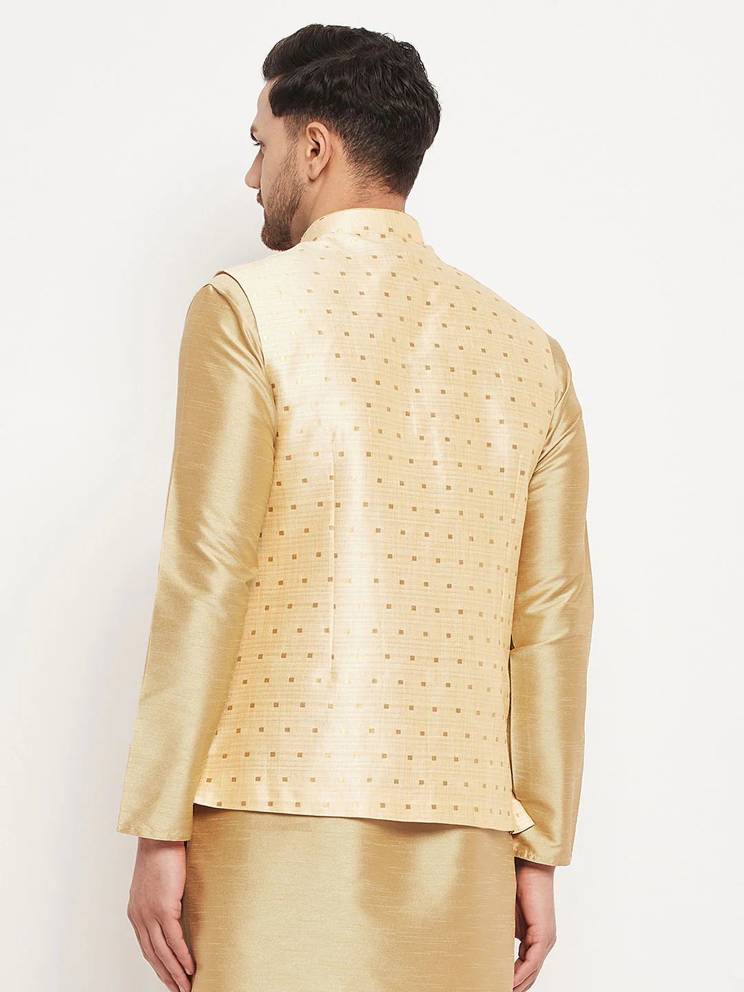 Men's Gold Zari Weaved Jacket - Image 3