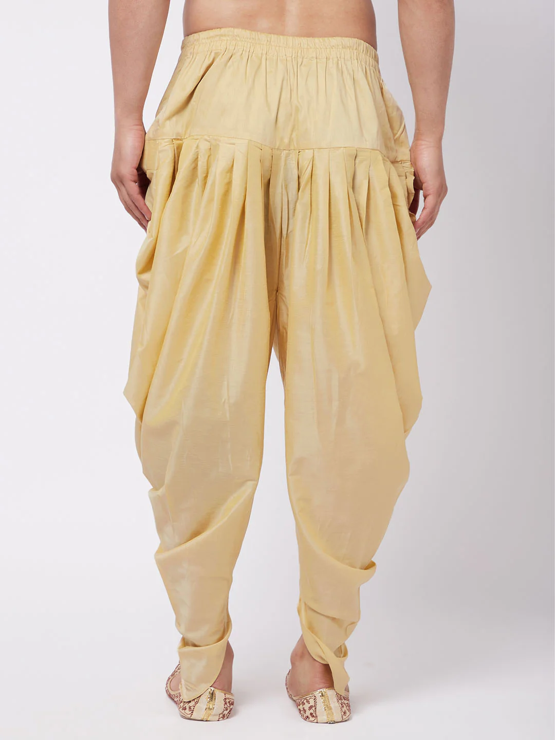 Men's Gold Cotton Blend Cowl Dhoti - Image 3