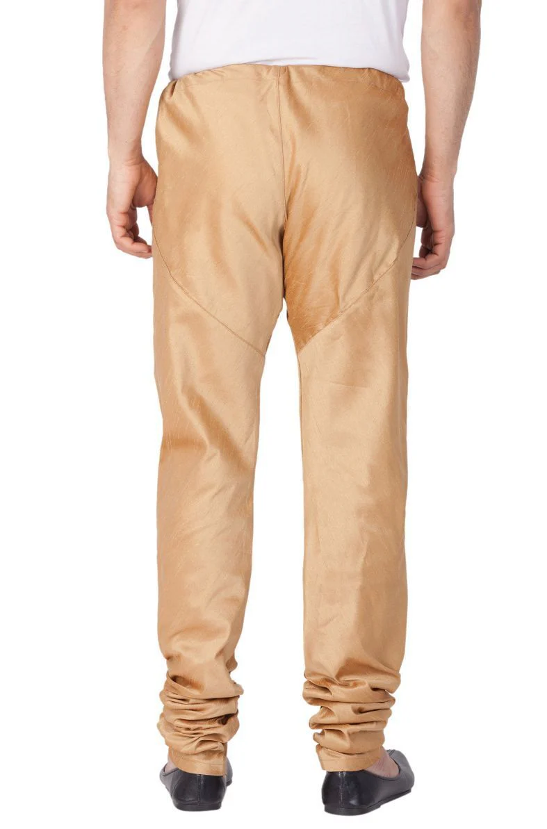Men's Gold Cotton Silk Blend Pyjama - Image 4