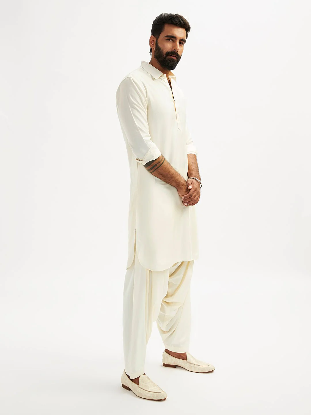 Men’s Solid Pathani Kurta and Patiala Pyjama Set - Image 4