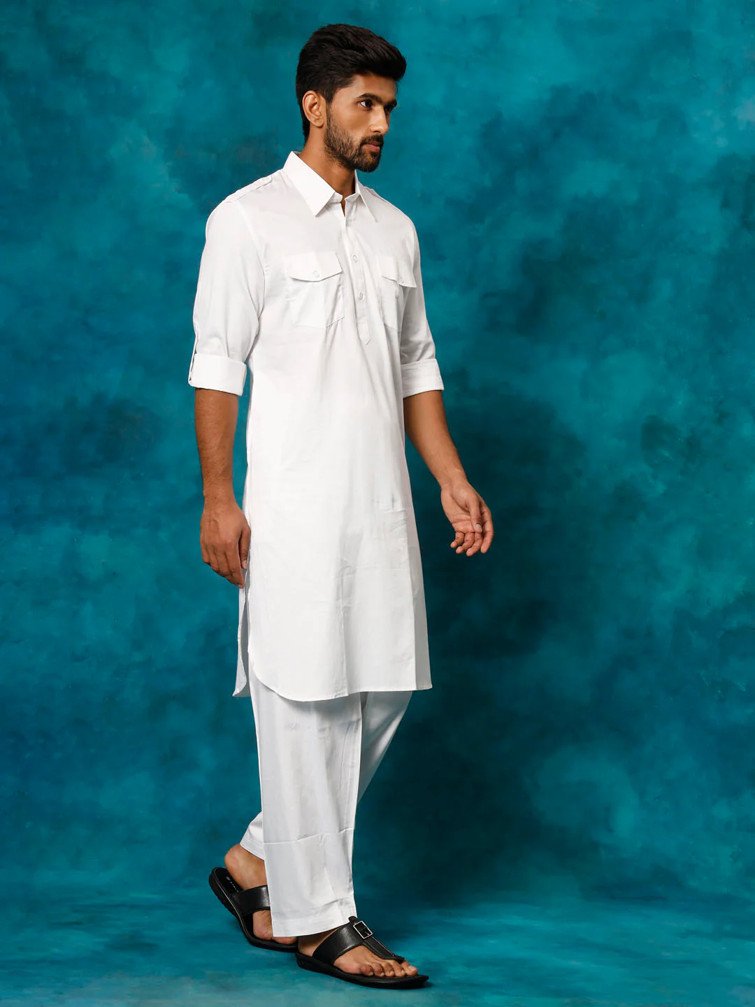 Men's White Pathani Suit Set - Image 3