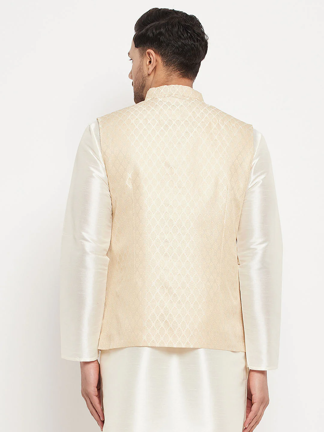 Men's Cream Silk Blend Jacket - Image 3