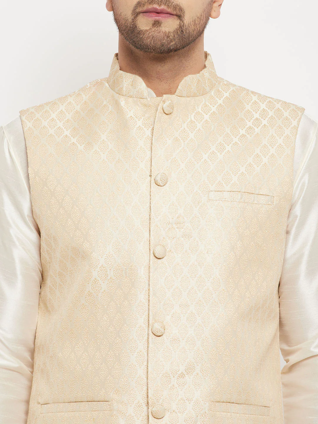 Men's Cream Silk Blend Jacket - Image 4