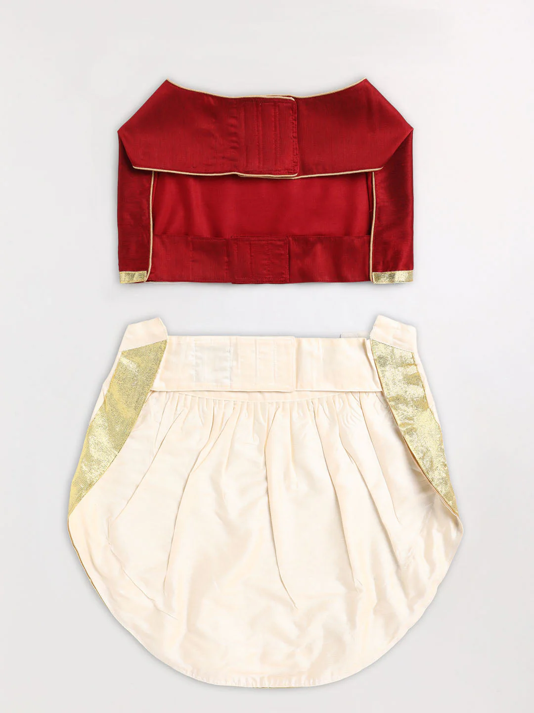 Dogs' Maroon Solid South Indian Style Lehenga Choli Set - Image 3