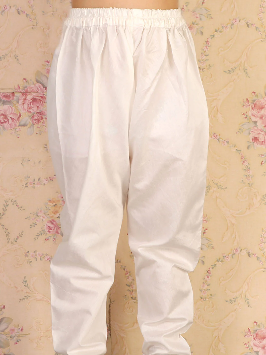 Girl's White Mirror Kurta Pyjama Set - Image 5