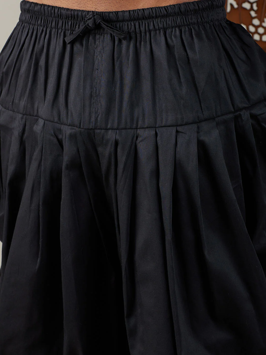 Men's Black Mirror Georgette Kurta Dhoti Set - Image 5