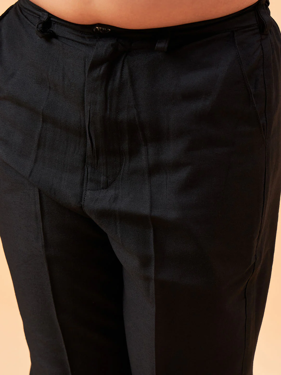 Boy's Black Glitter Indo Western Sherwani Set - Image 5