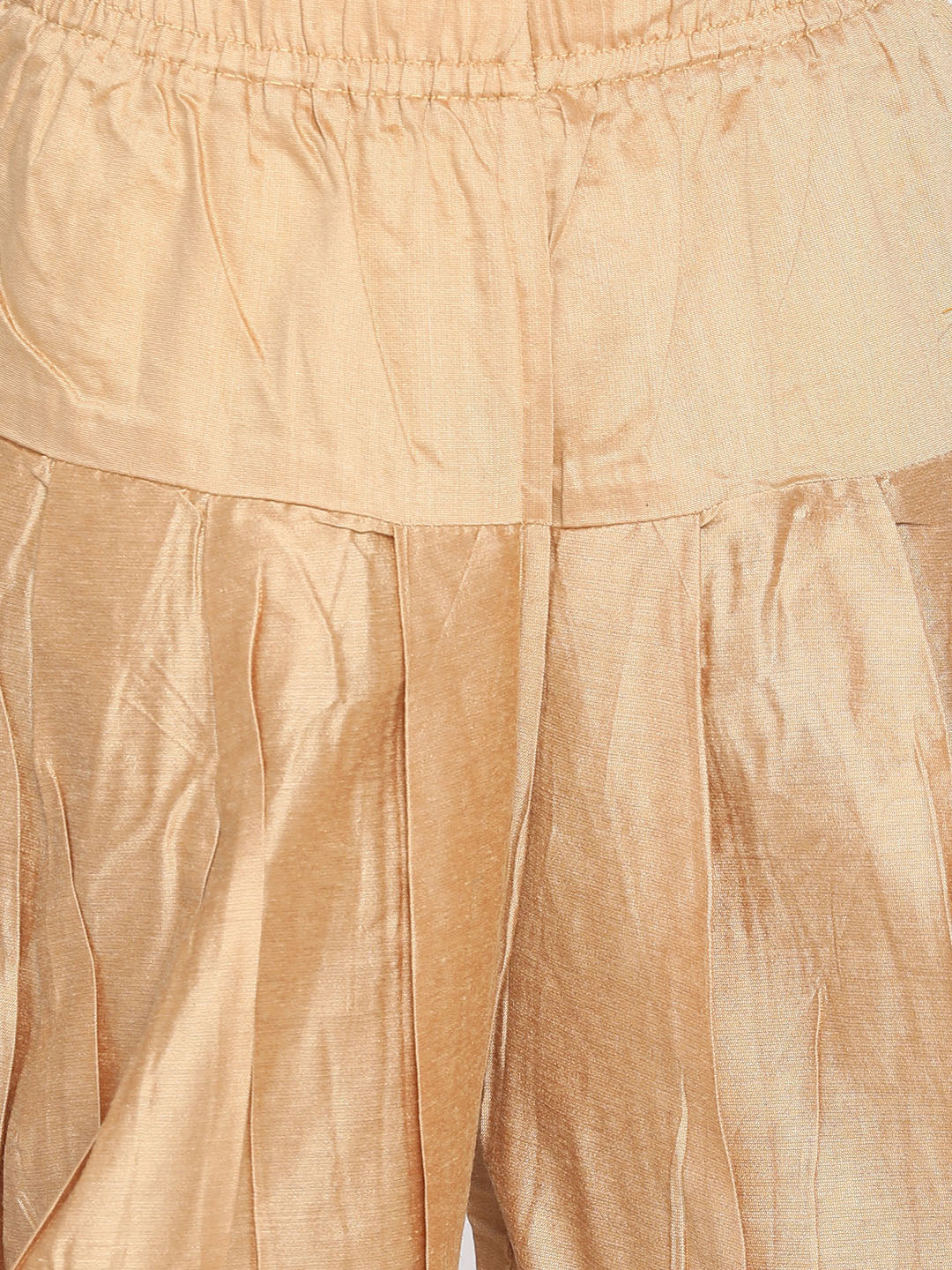 Boy's' Green Bandhni Print Kurta And Rose Gold Patiyala Set - Image 5