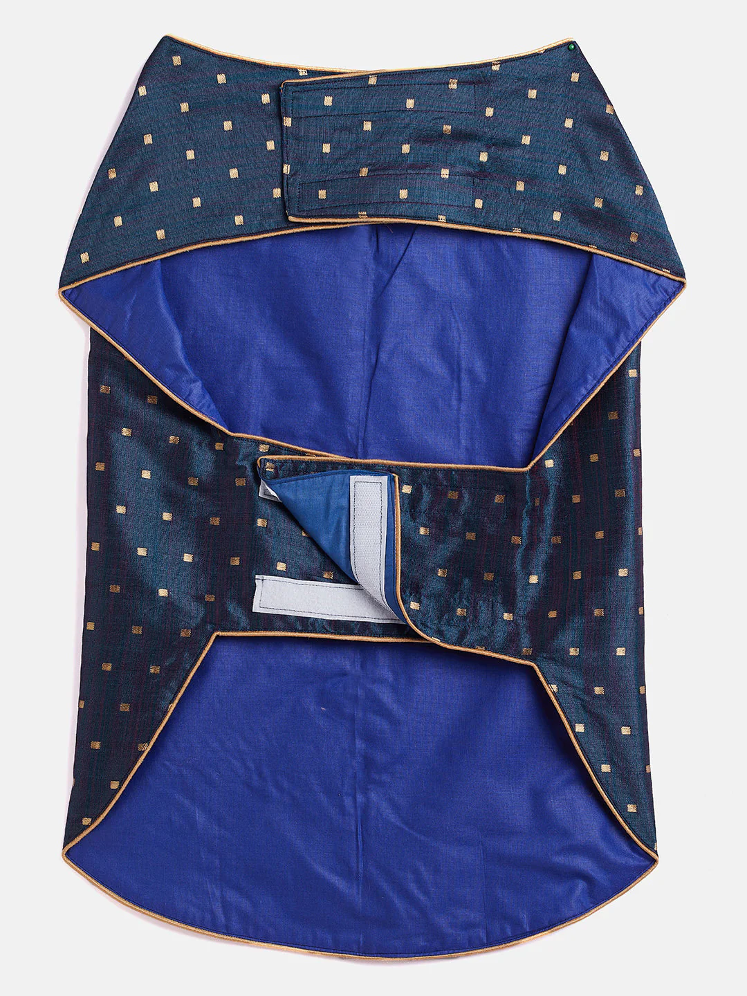 Dogs' Blue And Gold Silk Blend Ethnic Jacket - Image 4