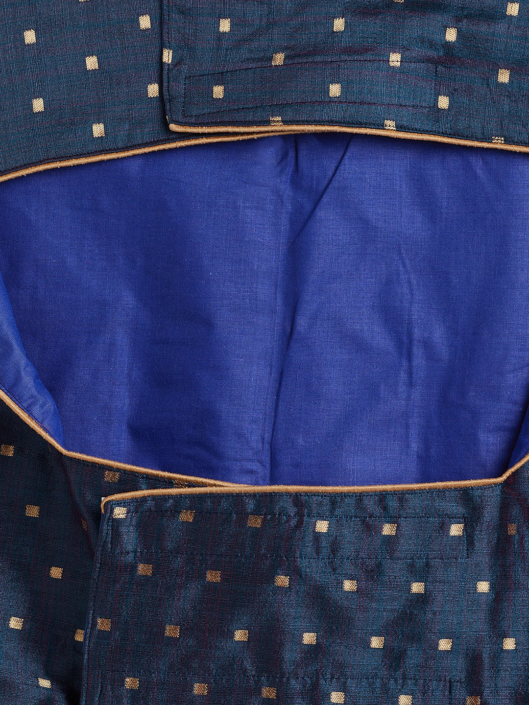 Dogs' Blue And Gold Silk Blend Ethnic Jacket - Image 5