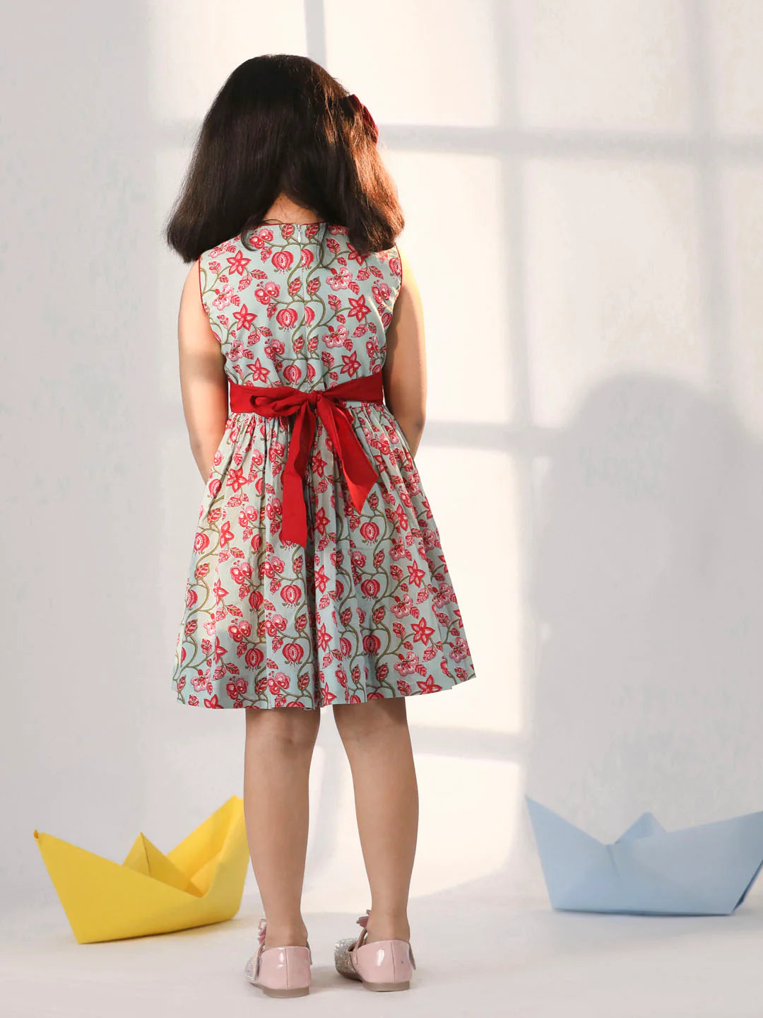 Girl's' Aqua Dress - Image 3