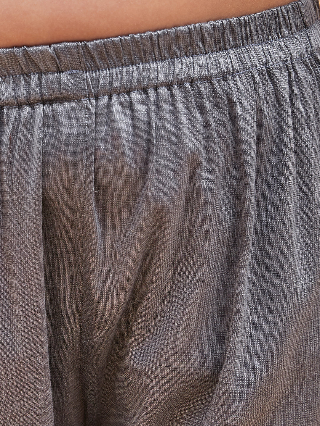 Girl's Grey Anarkali Kurta Pyjama Set With Potli Bag - Image 5