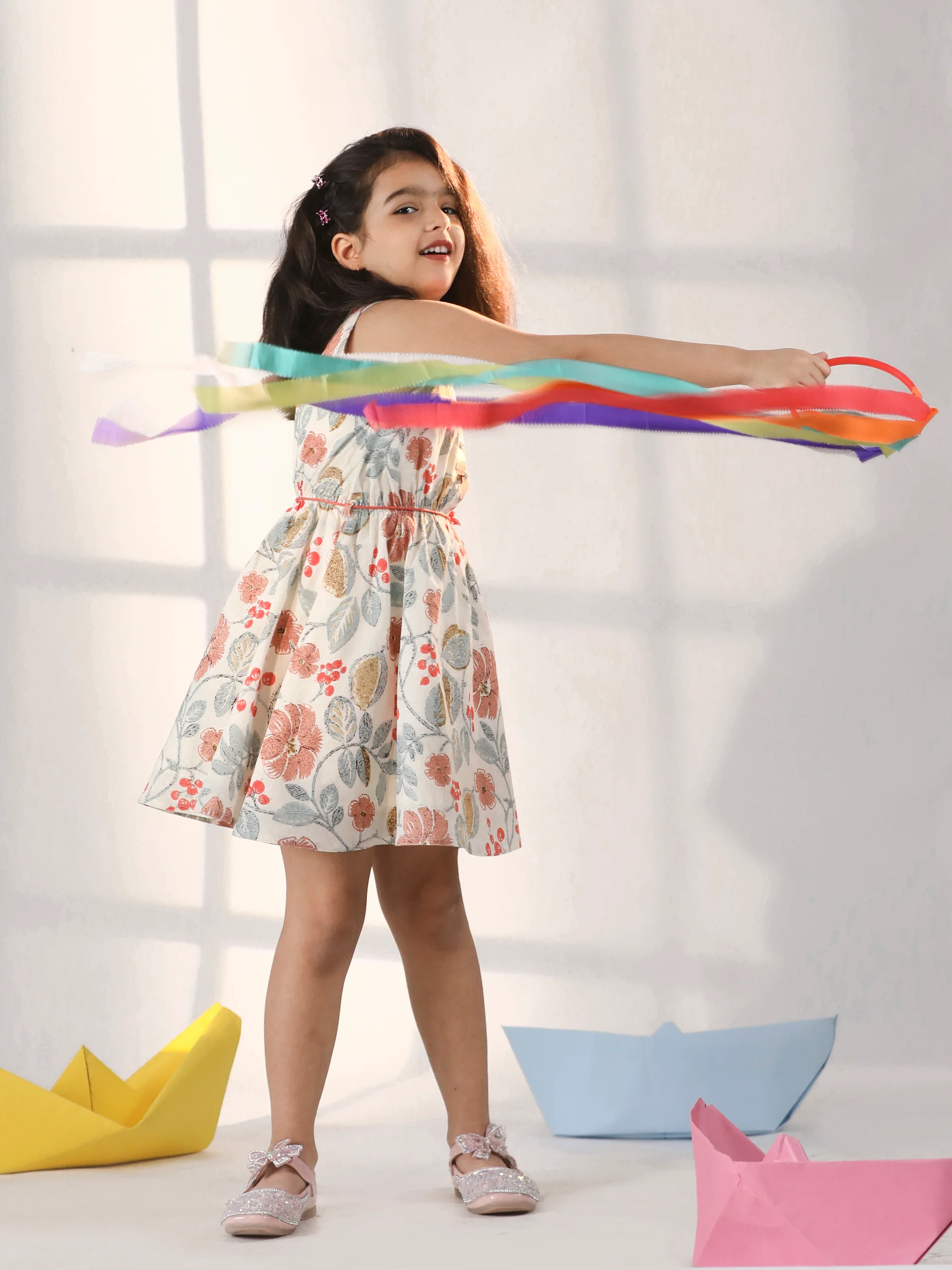 Girl's' Multi Color Dress - Image 5