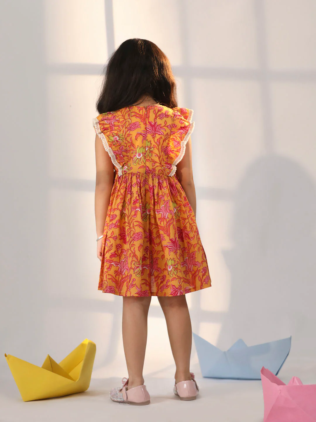 Girl's' Mustard Dress - Image 3