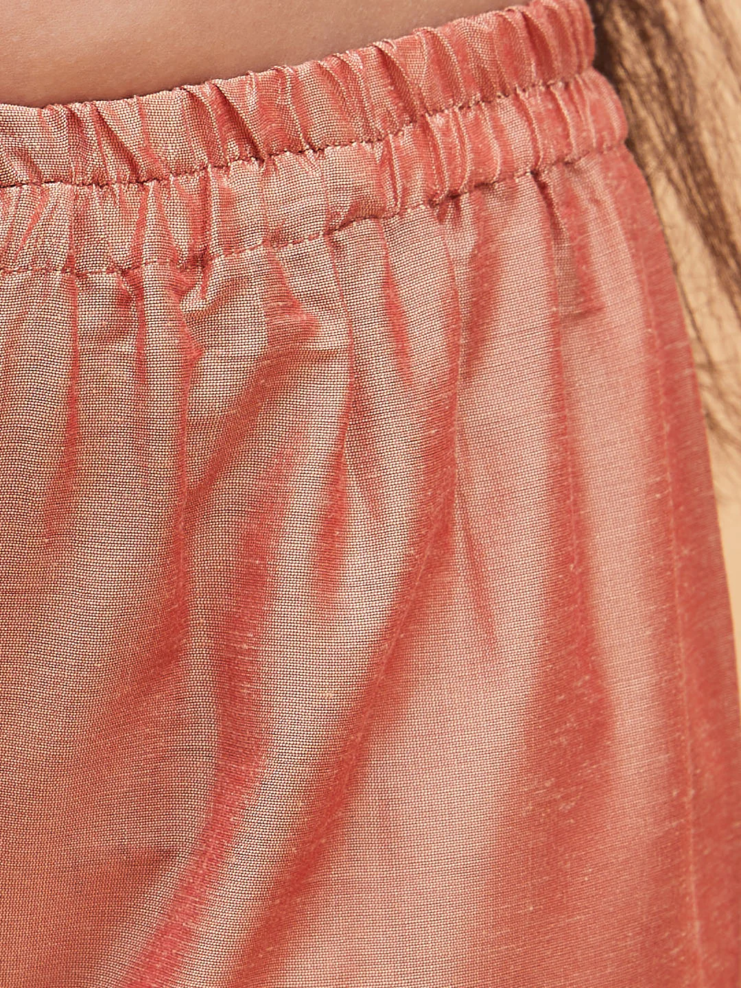 Girl's Pink Anarkali Kurta Pyjama Set With Potli Bag - Image 5