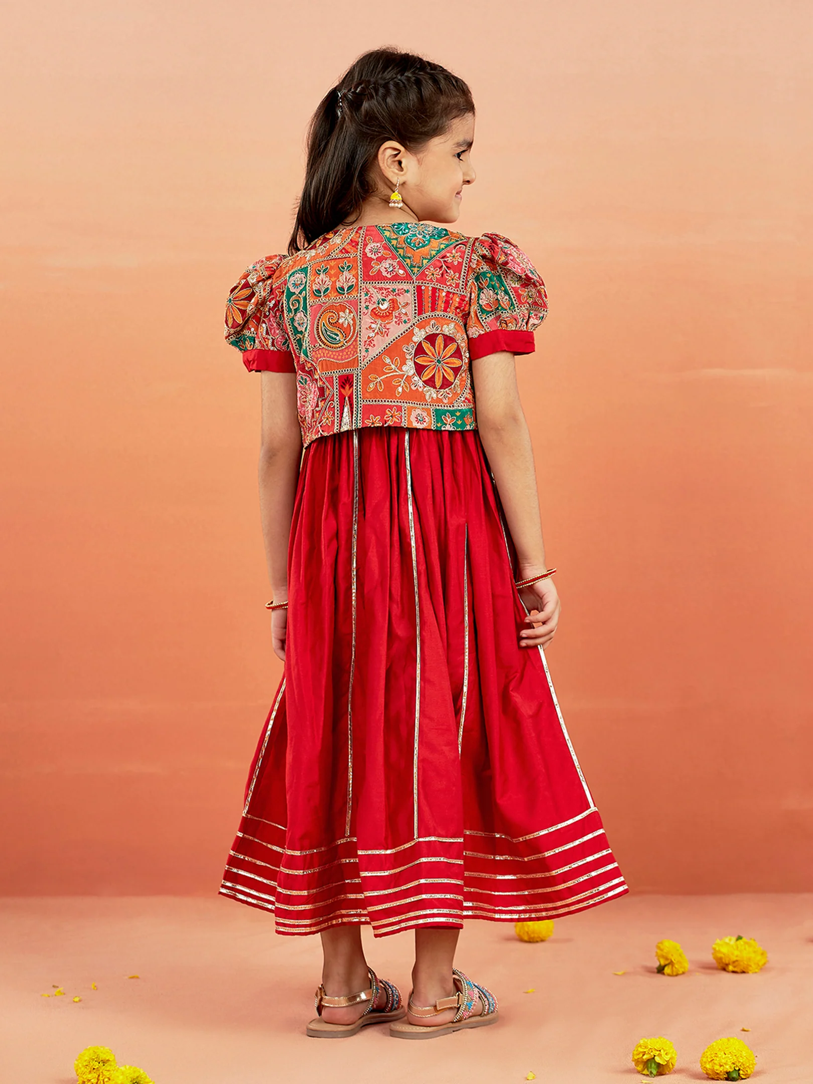 Girl's' Red Anarkali Set - Image 4