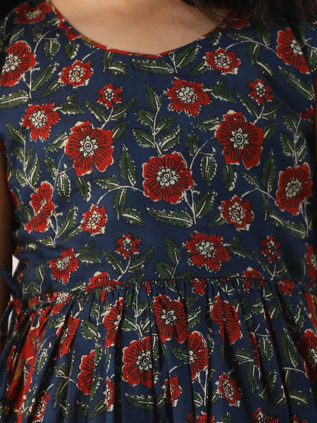 Girl's' Rust And Navy Blue Dress - Image 4