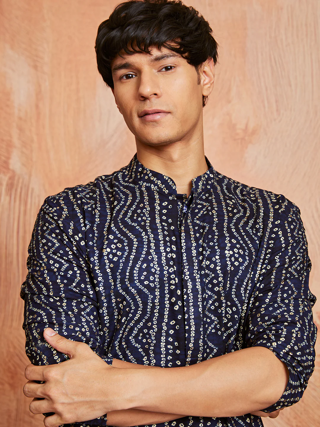 Men's Navy Blue Rayon Kurta And Patyala Set - Image 4