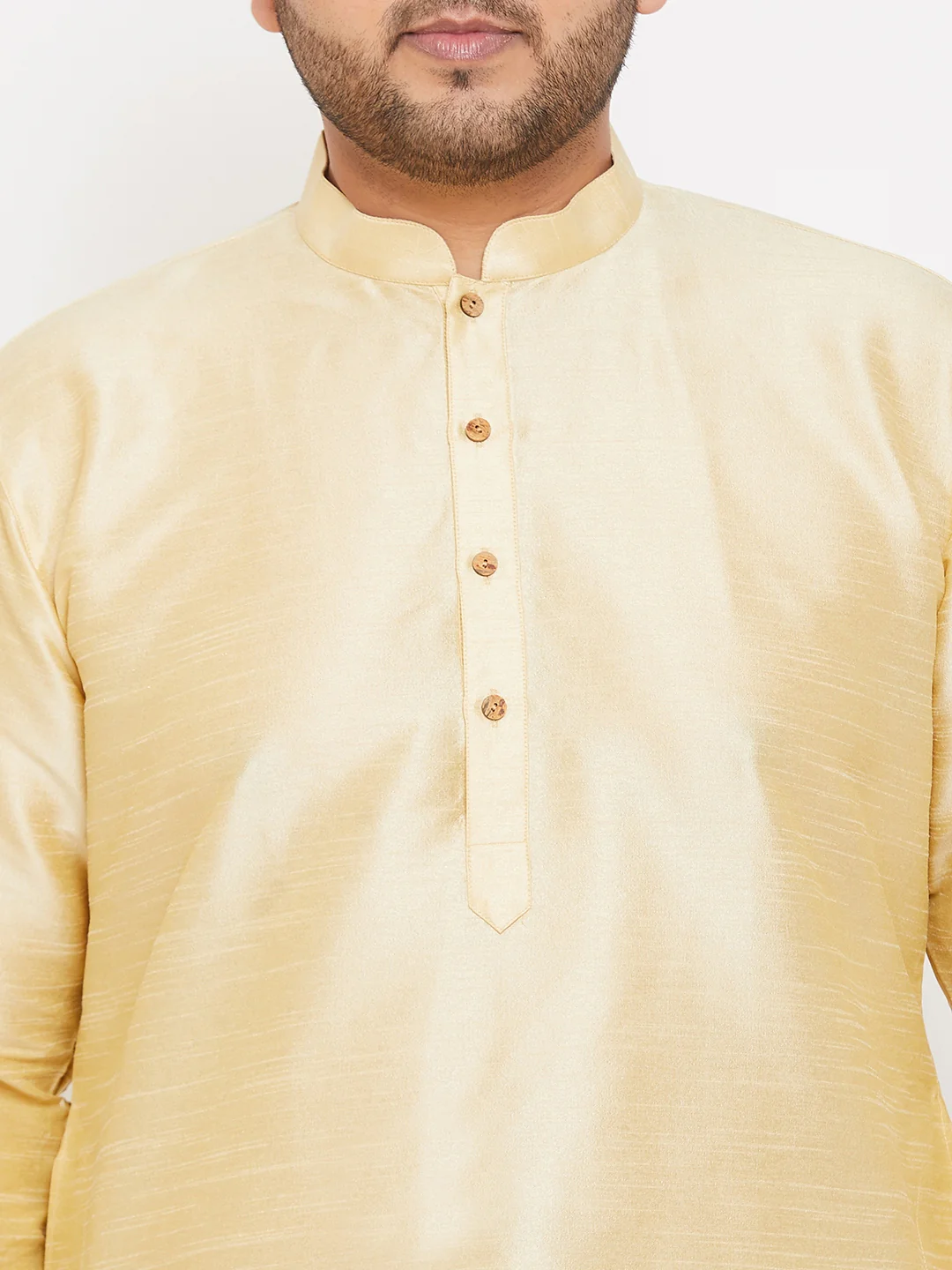 Men's Plus Size Gold Silk Blend Kurta - Image 4