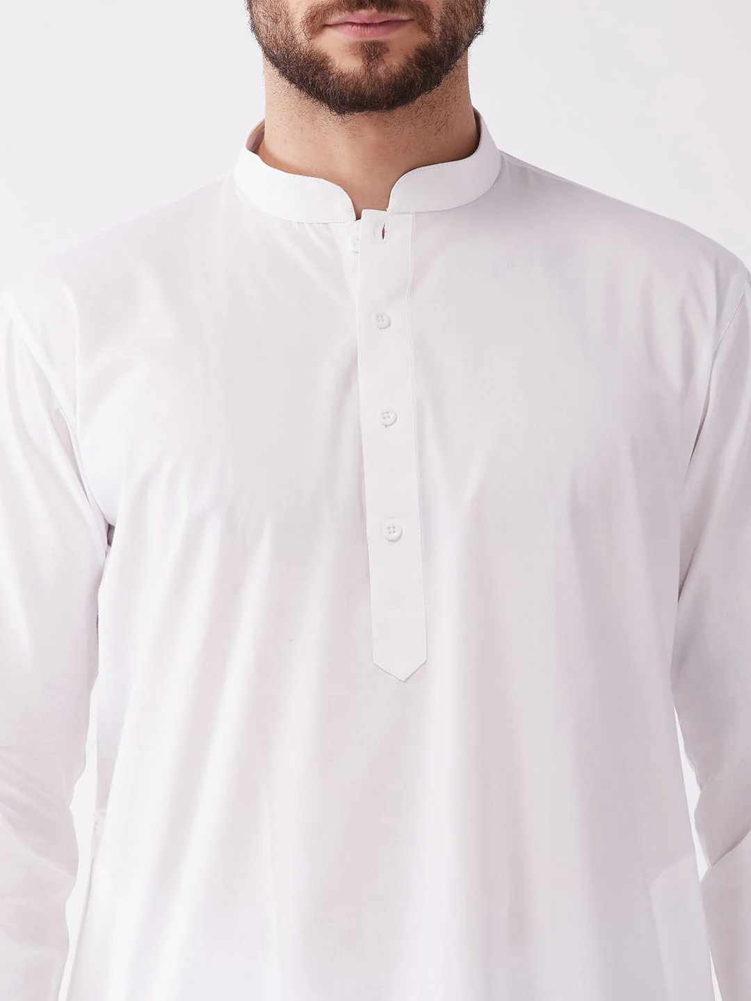 Men's White Cotton Blend Kurta And Dhoti Set - Image 4