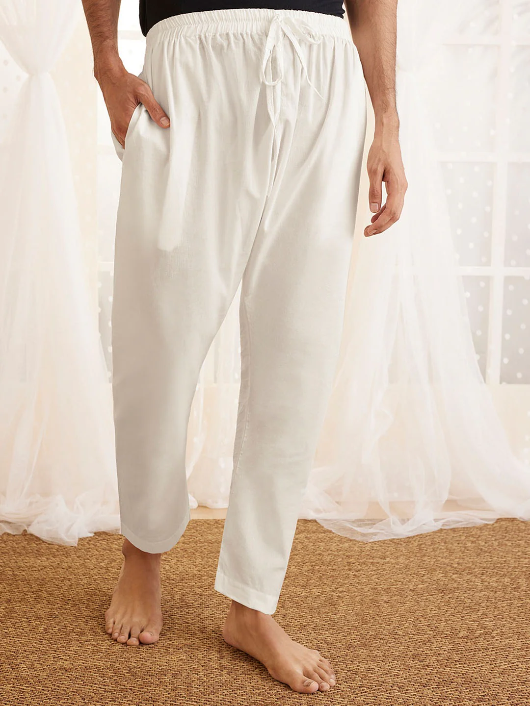 Men's White Cotton Pyjama - Image 4