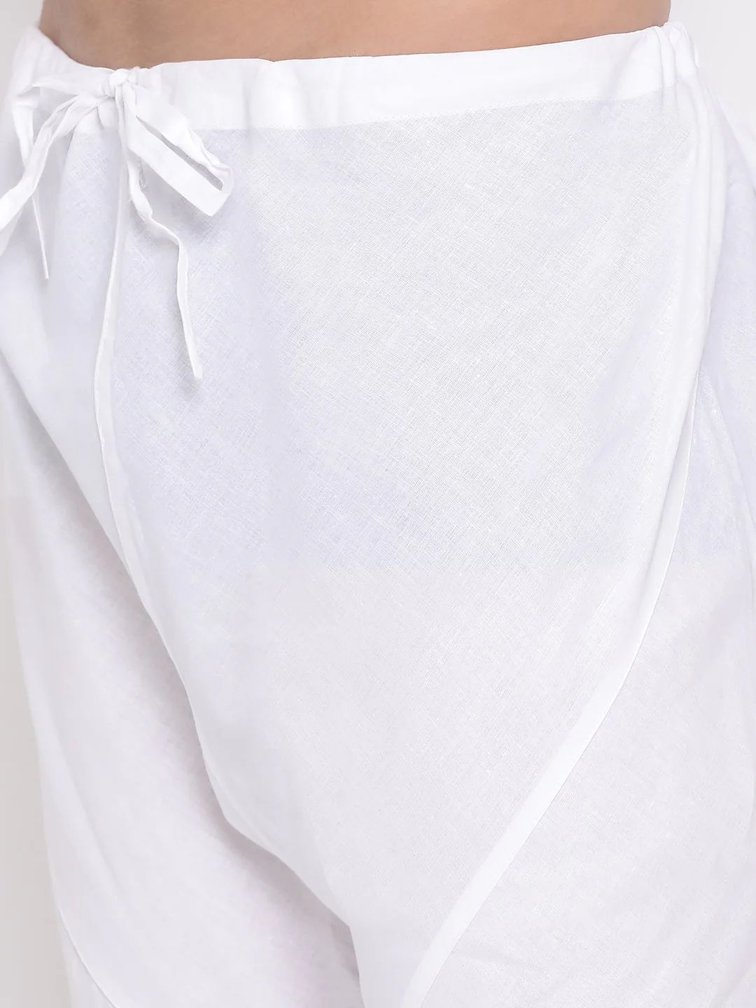 Men's White Pure Cotton Kurta Pyjama Set - Image 5