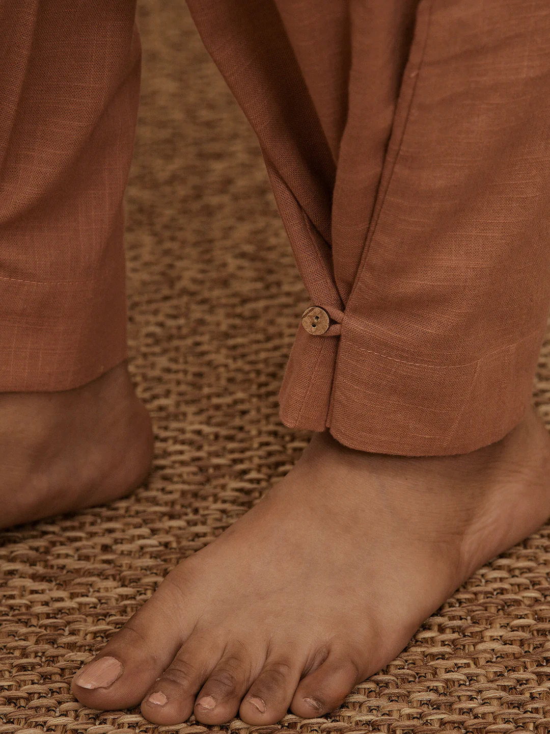 Women's Rose Pink Cotton Linen Straight Yoga Pants - Image 7