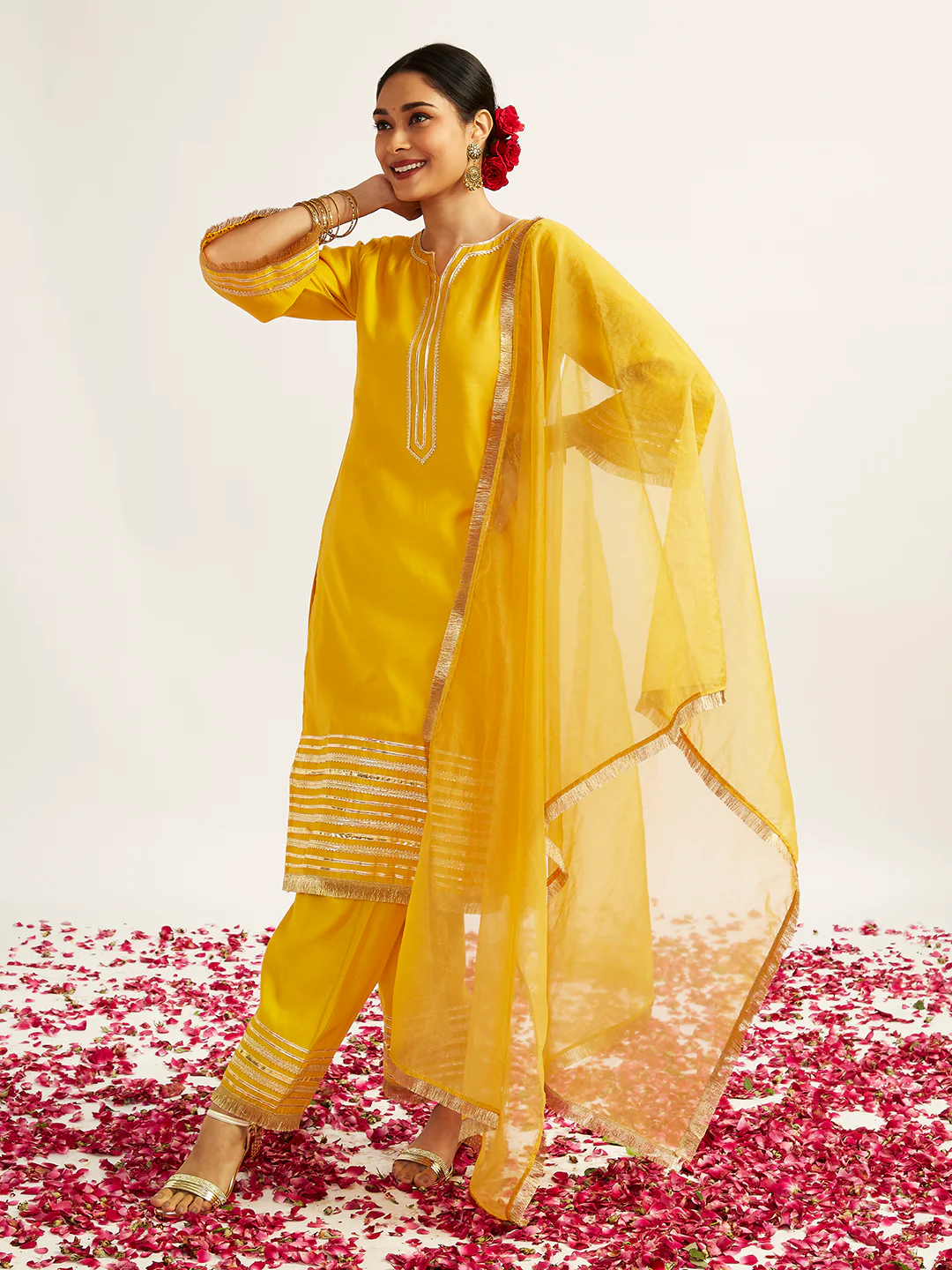 Women's Yellow Kurta Set - Image 3