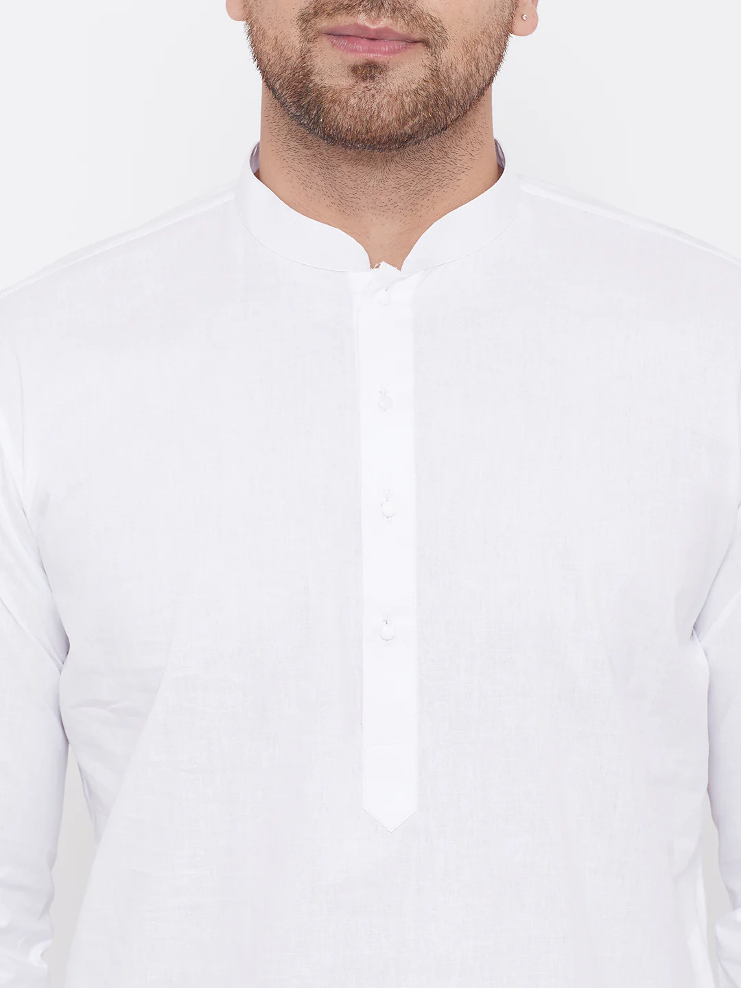Men's White Cotton Kurta And Dhoti Set - Image 6